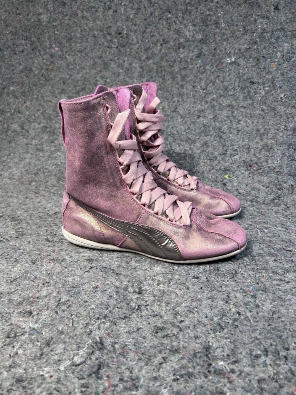 Rare Puma Eskiva Hi Metallic Pink Boxing Sneakers Women's Sz 7 US Rare High Top - Picture 1 of 11